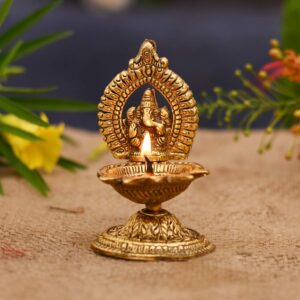India Ganesha Diya Oil Lamp - Diwali Diya for Puja
