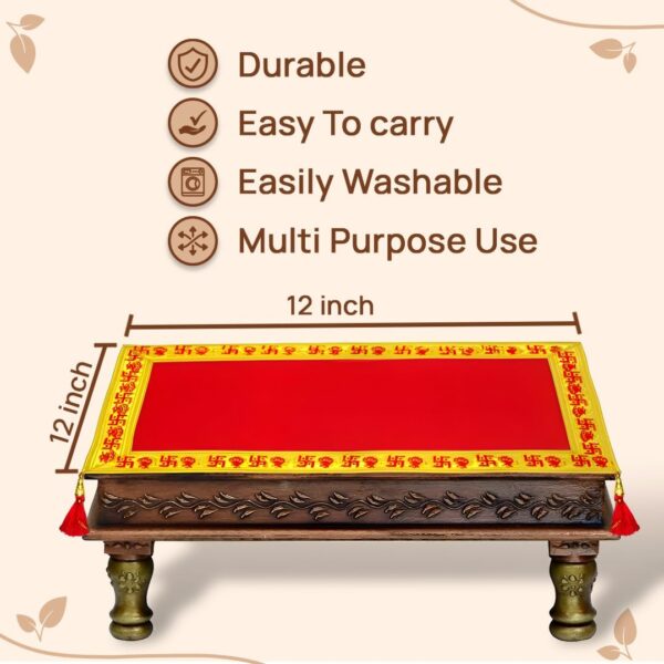 Pooja vastra/Asan for god Idols in Red Velvet Cloth 12 X 12 Inches - Image 7