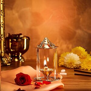 Klassic Navjyoti 4 Inch Akhand Diya with Borosilicate Glass Shade
