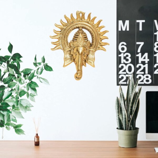 Metal Ganesha ji Statue,Ganpati Wall Hanging Sculpture Lord Ganesh Idol - Image 2