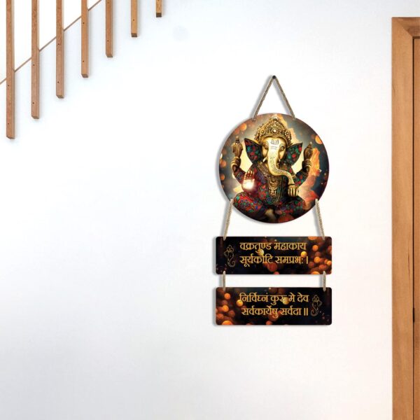 Ganesha Wooden Wall Art Hanging Decoration Item For Home - Image 4