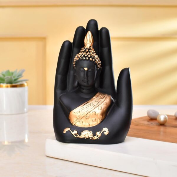 Golden Handcrafted Palm Buddha Idol for Home,Office and Gifts - Palm Buddha Hand Statues