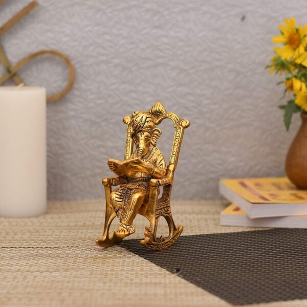 India Ganesh Idol Murti for Home Decor Lord Ganesha Reading Ramayana Statue