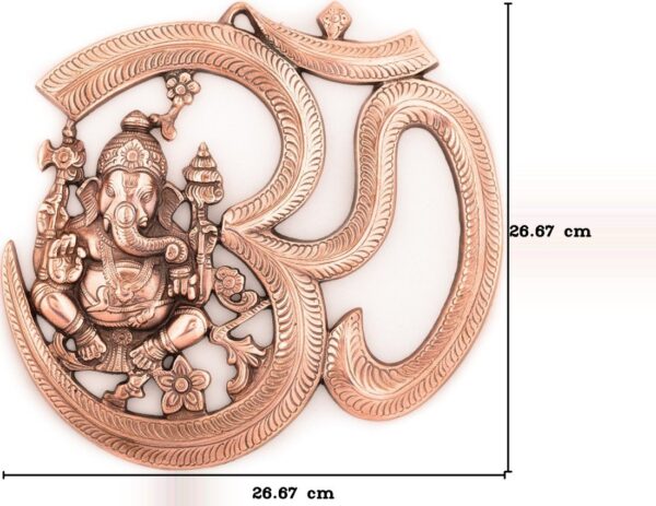 Metal Wall Hanging of Lord Ganesha with Om - Image 3