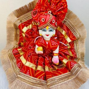 Kanha Ji/Thakur Ji Dress/Poshak/Pagdi, Made of Silk Cloth, Combo of a Total 2 Items 1 Poshak, 1 Mukut, of Gopal ji Idol, Dress Idol Size (1)