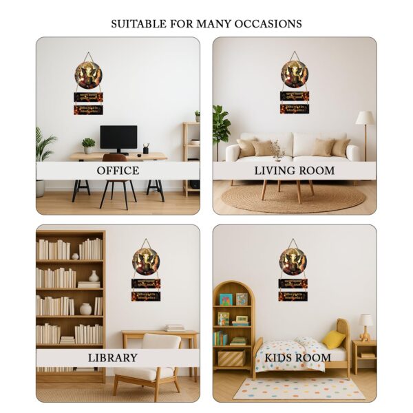 Ganesha Wooden Wall Art Hanging Decoration Item For Home - Image 5