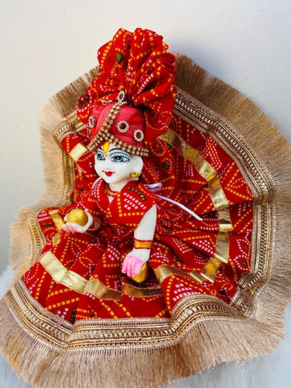 Kanha Ji/Thakur Ji Dress/Poshak/Pagdi, Made of Silk Cloth, Combo of a Total 2 Items 1 Poshak, 1 Mukut, of Gopal ji Idol, Dress Idol Size (1) - Image 3