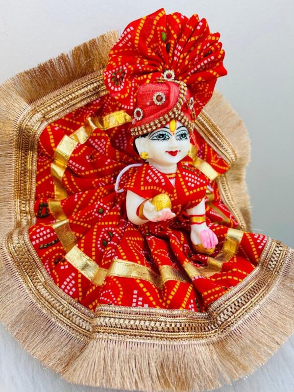 Kanha Ji/Thakur Ji Dress/Poshak/Pagdi, Made of Silk Cloth, Combo of a Total 2 Items 1 Poshak, 1 Mukut, of Gopal ji Idol, Dress Idol Size (1) - Image 2