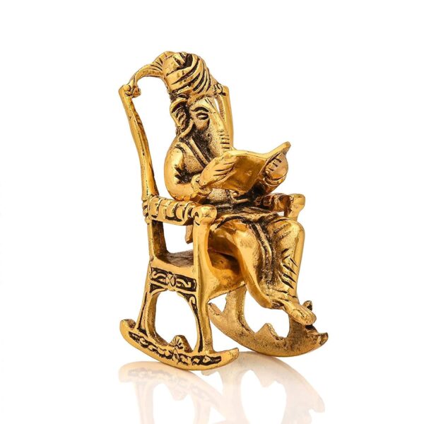 India Ganesh Idol Murti for Home Decor Lord Ganesha Reading Ramayana Statue - Image 3
