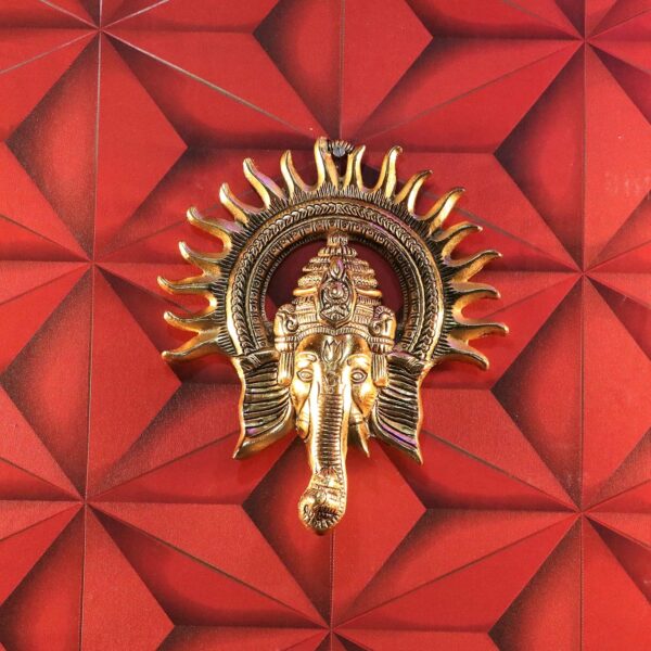 Metal Ganesha ji Statue,Ganpati Wall Hanging Sculpture Lord Ganesh Idol - Image 5