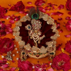 Laddu Gopal Ji Dress Designer Velvet Janamashtami Dress for Thakur ji Kanha Ji Dev Vastra, 1 pc Floral Border Bal Gopal Krishna Ji