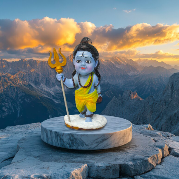 Lord Shiva Idol Statue for Car Dashboard, Office and Home, Blue and Gold, 7 x 4.5 cm - Image 3