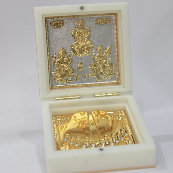 Lord Ganesha MATA Laxmi with Maa Saraswati Gold Plated Wealth