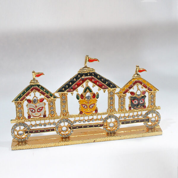 Lord Jagannath, Balabhadra, Subhadra with Sudarshan Chakra Rath Yatra Idol - Image 3