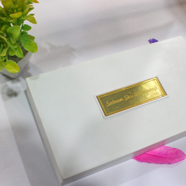 Gold Plated WaheGuruji Photo with Golden Temple Pooja Box - Image 6