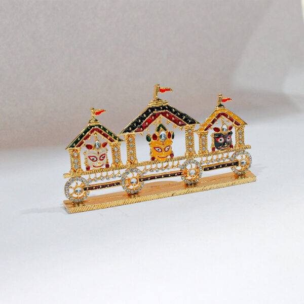 Lord Jagannath, Balabhadra, Subhadra with Sudarshan Chakra Rath Yatra Idol - Image 4