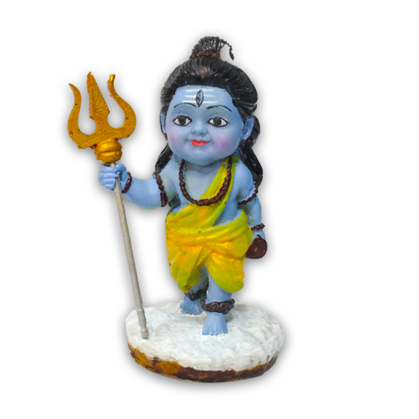Lord Shiva Idol Statue for Car Dashboard, Office and Home, Blue and Gold, 7 x 4.5 cm - Image 6