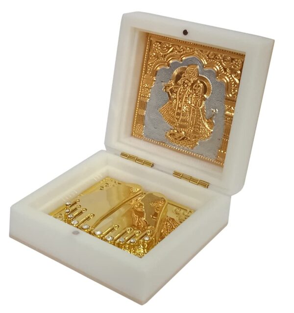 Radha Krishna with Golden Feet Paduka - Image 5