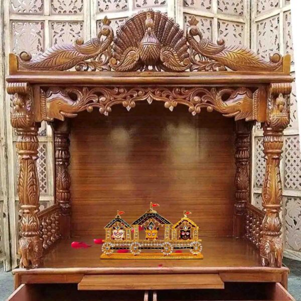 Lord Jagannath, Balabhadra, Subhadra with Sudarshan Chakra Rath Yatra Idol - Image 5