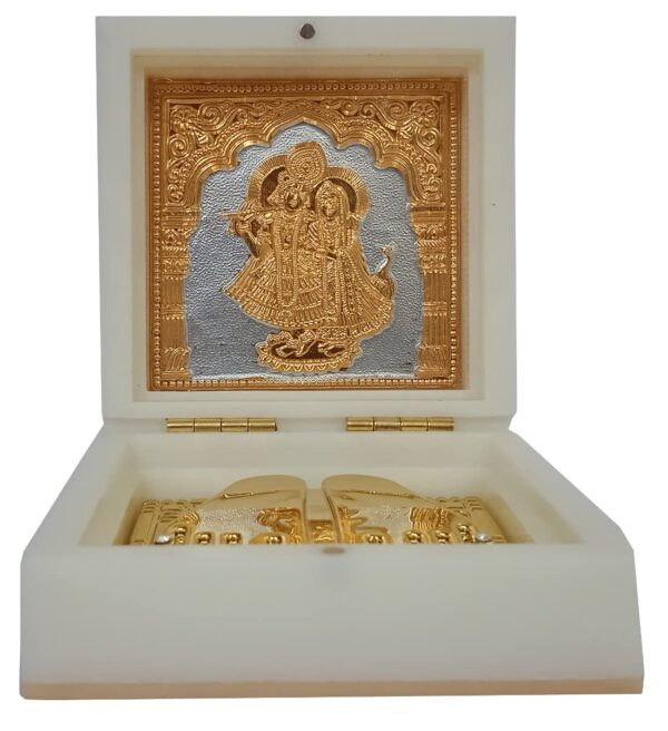 Radha Krishna with Golden Feet Paduka - Image 6
