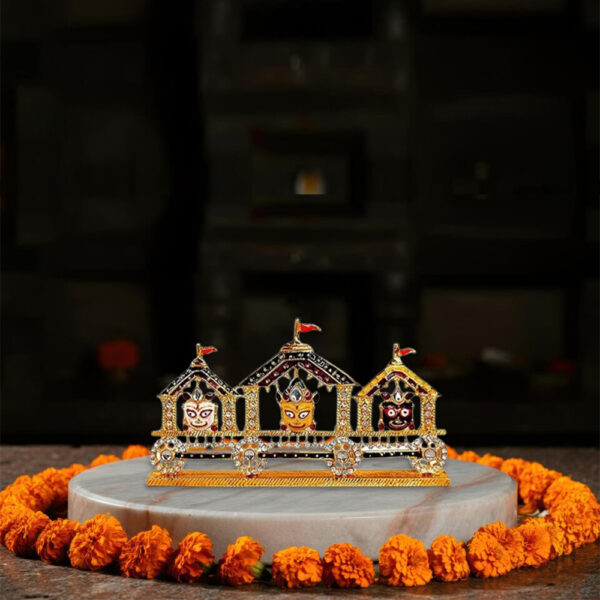 Lord Jagannath, Balabhadra, Subhadra with Sudarshan Chakra Rath Yatra Idol - Image 6