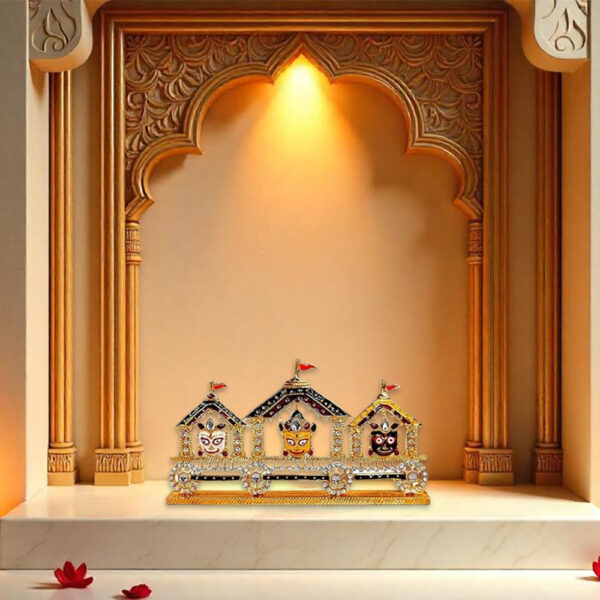 Lord Jagannath, Balabhadra, Subhadra with Sudarshan Chakra Rath Yatra Idol - Image 7