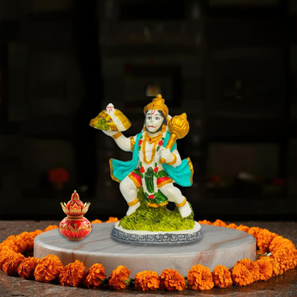Hanuman Idol Statue Figurine, Religious Showpiece, Traditional Design, Gold Finish, 7 x 4.5 cm - Image 5