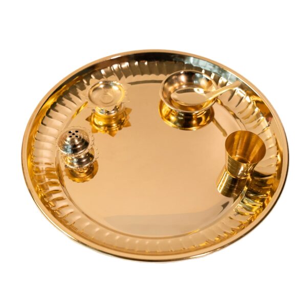 Brass Plate for Puja | Golden Thali for Pooja Plate - Image 4
