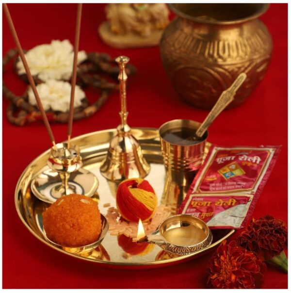 Golden Thali for Pooja Plate