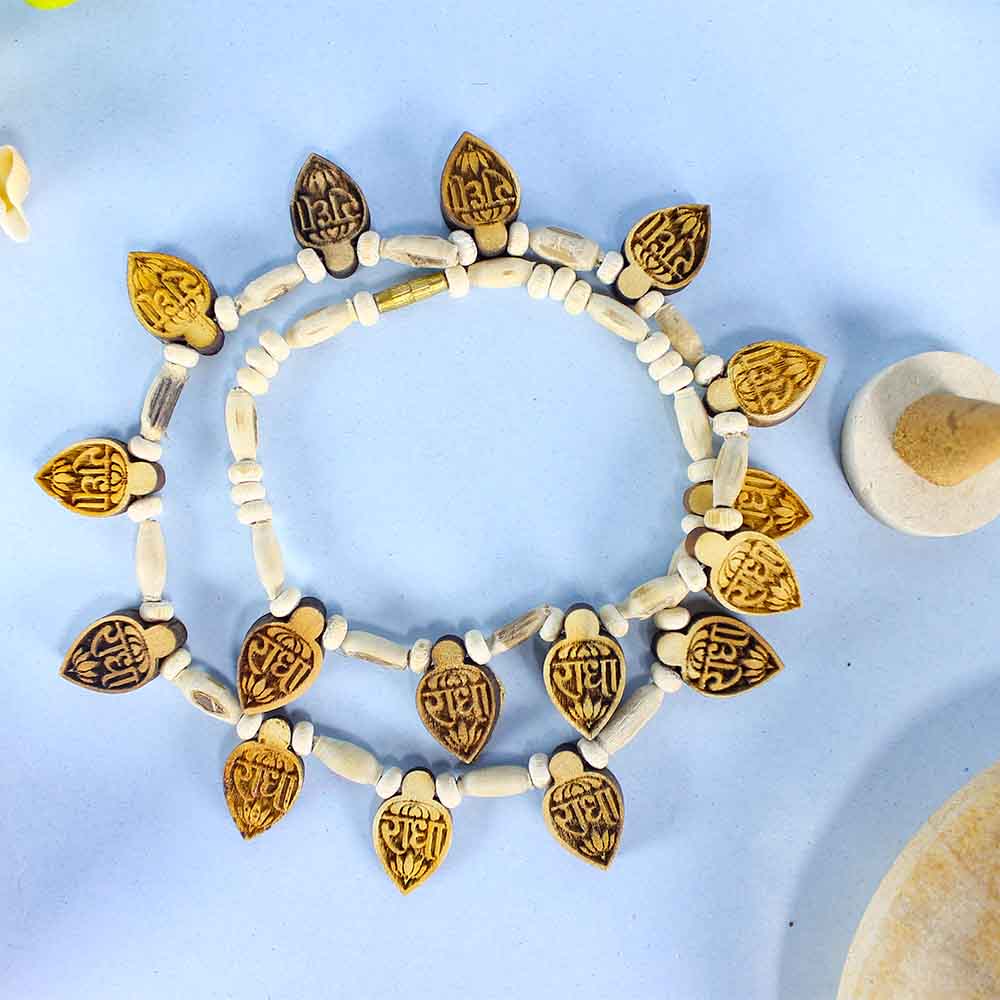 100% Pure Tulsi Kanthi Mala with Radha Wooden Locket