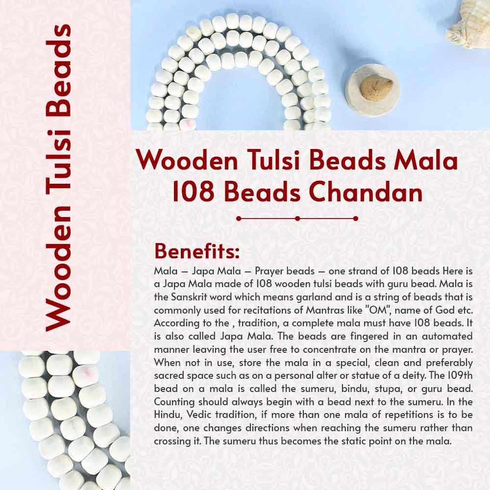 Sacred White Wooden Jap Mala – 108 Handcrafted Beads - Image 5